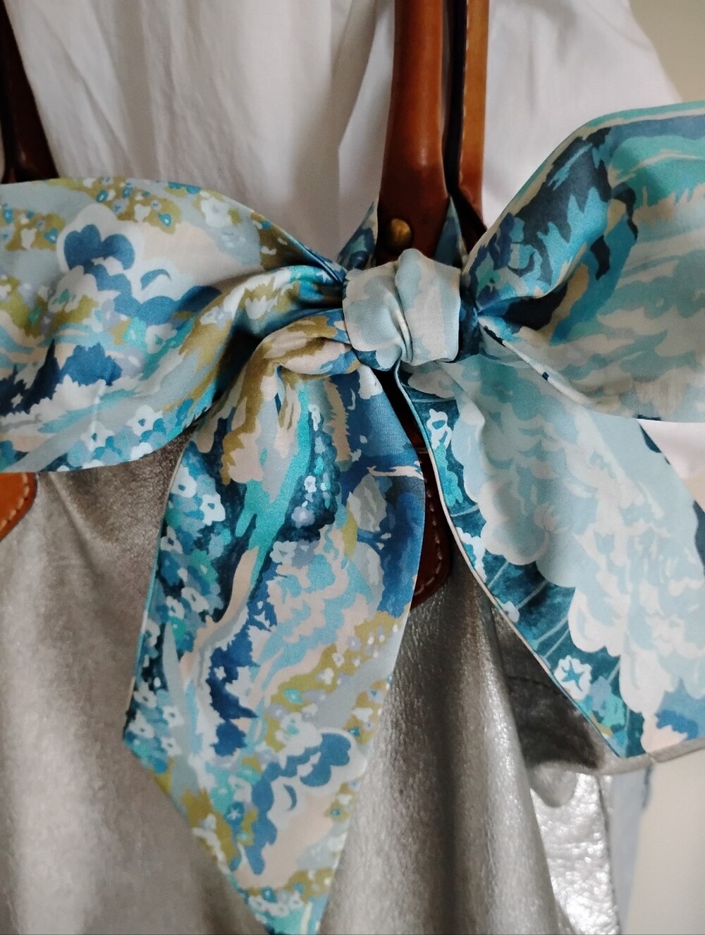 Liberty Art Fabric Tana Lawn Skinny Scarf Coastal Landscape Blue Sailboat Beach